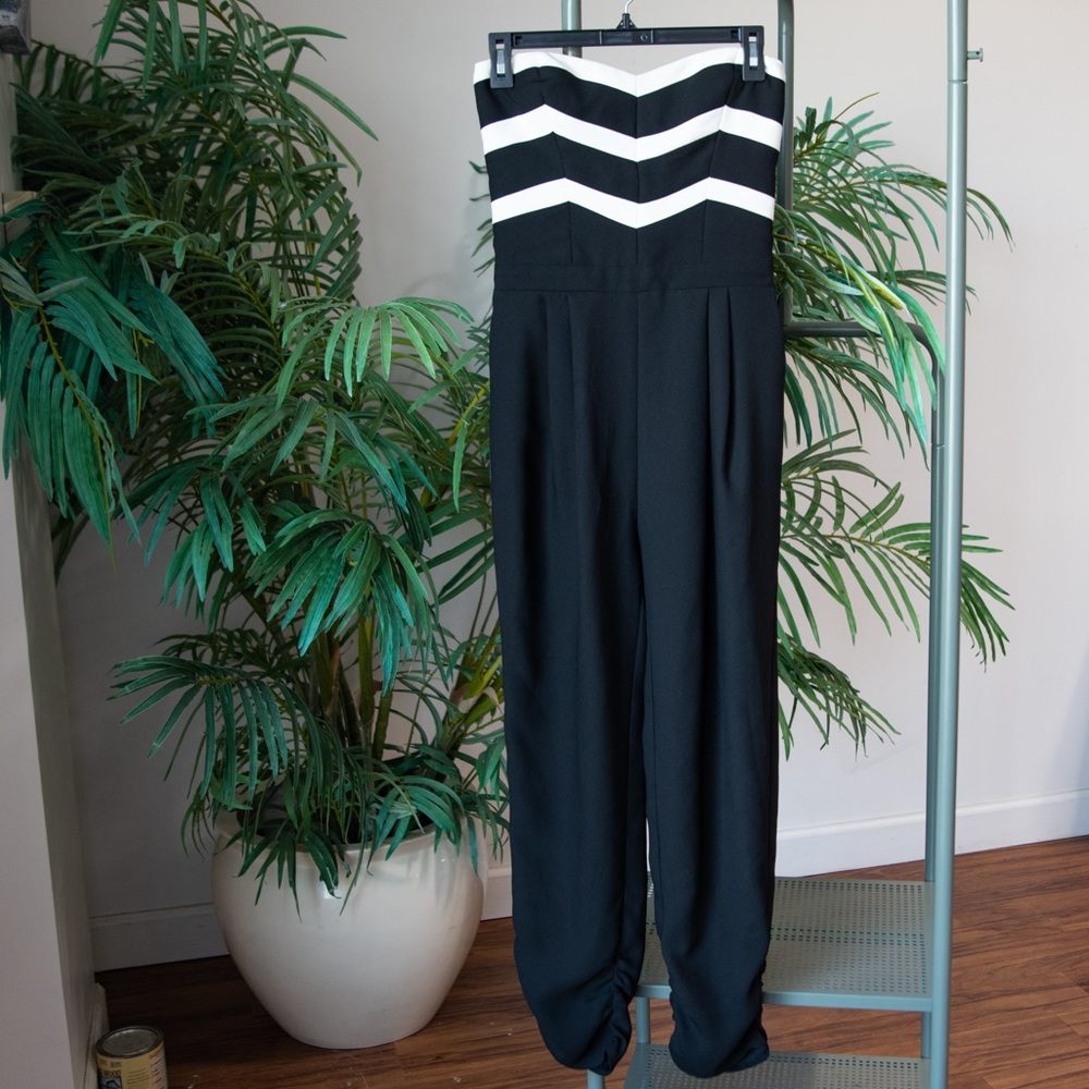 Black & White Strapless Jumpsuit